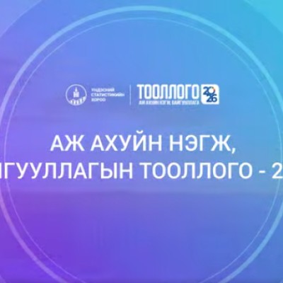 Үндэсний Статистикийн Хорооноос 5 жил тутам зохион байгуулдаг "Аж ахуйн нэгж, байгууллагын ээлжит тооллого"-ыг бүртгэлд суурилсан аргаар буюу төрийн байгууллагуудад бүртгэлтэй мэдээлэлд үндэслэн 2026 оны 4 дүгээр сарын 15-аас 5 дугаар сарын 15-ны өдрүүдэд | HuduuMN