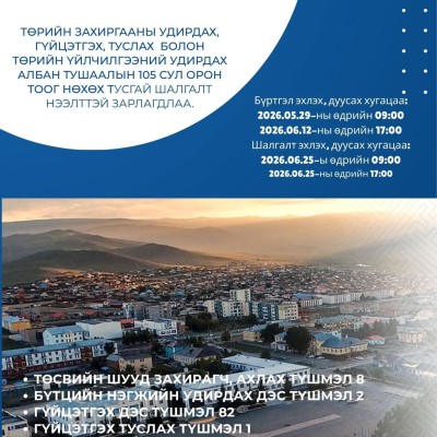 ТУСГАЙ ШАЛГАЛТ ЗАРЛАГДЛАА https://se.csc.gov.mn/search?sector_id=02001046  | HuduuMN