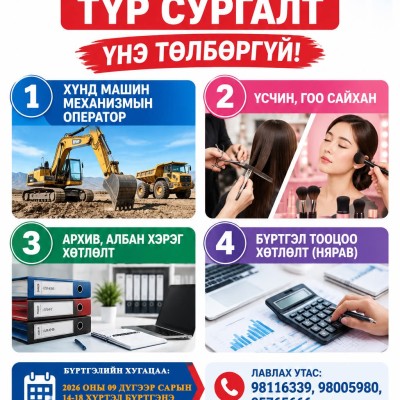 МЭРГЭЖИЛ ОЛГОХ ТҮР СУРГАЛТЫН БҮРТГЭЛ ЭХЭЛЛЭЭ | HuduuMN