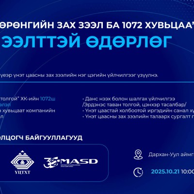 "ХӨРӨНГИЙН ЗАХ ЗЭЭЛ БА 1072 ХУВЬЦАА" ӨДӨРЛӨГ БОЛЛОО | HuduuMN